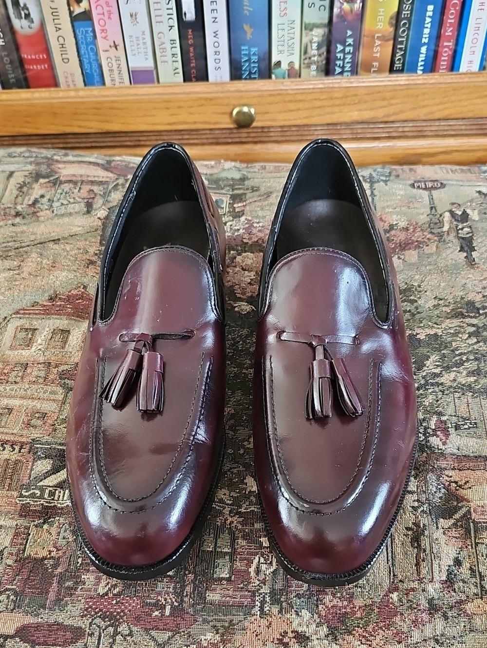 Sears Burgundy Leather Tassel Slip-On Loafers